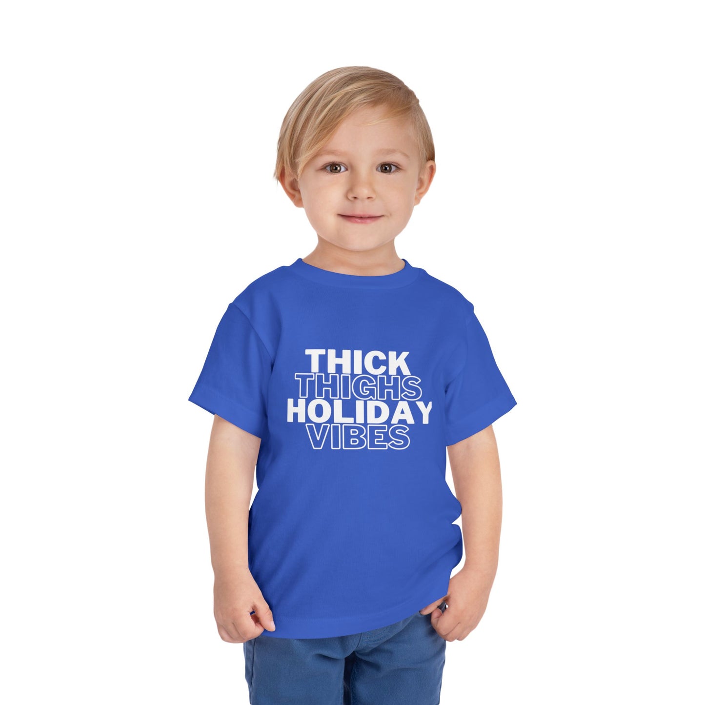 Thick Thighs Holiday Vibes Toddler Christmas Shirt | Funny Toddler Tee | Kids Christmas Outfit | Holiday Baby Shirt | Cute Christmas Toddler Tee