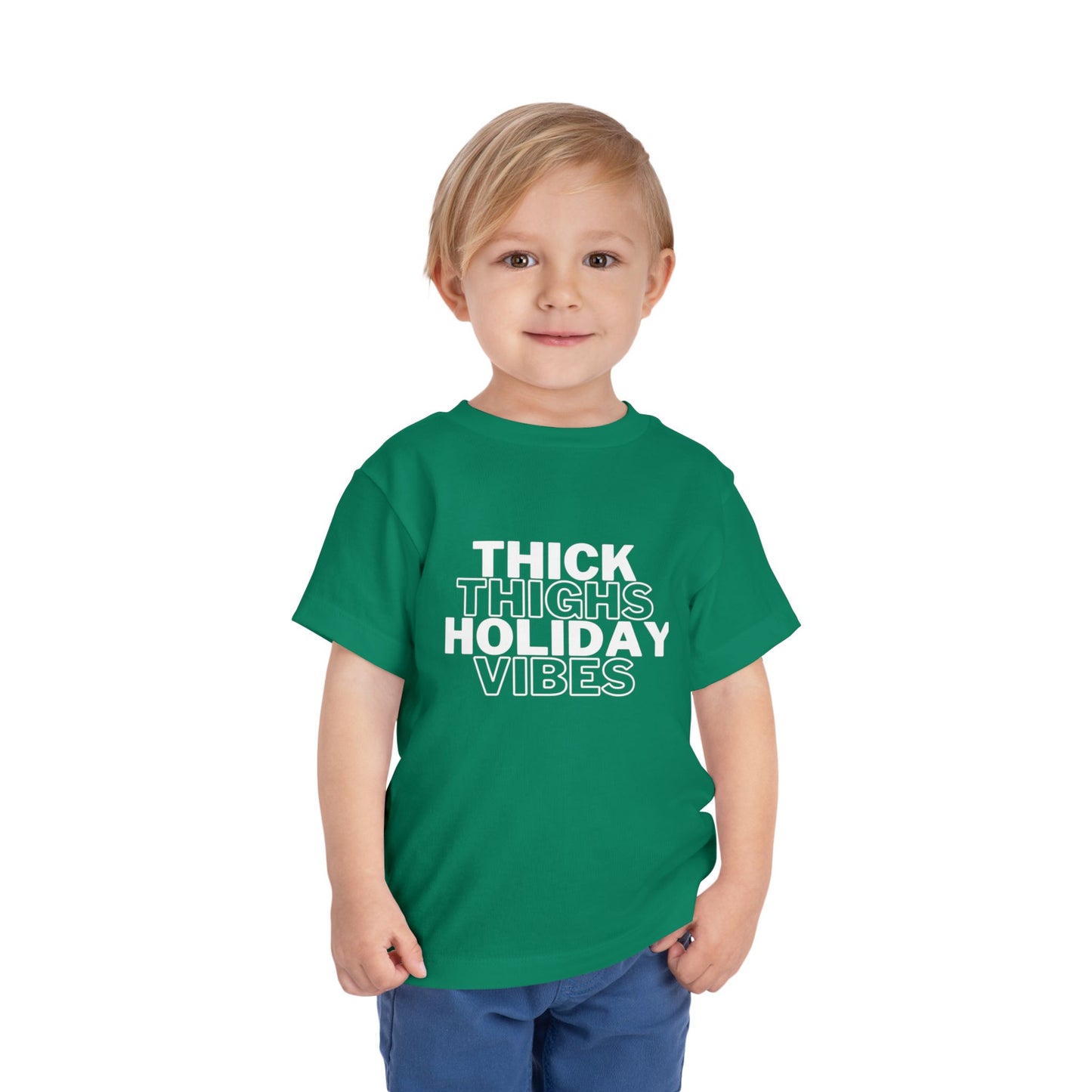 Thick Thighs Holiday Vibes Toddler Christmas Shirt | Funny Toddler Tee | Kids Christmas Outfit | Holiday Baby Shirt | Cute Christmas Toddler Tee