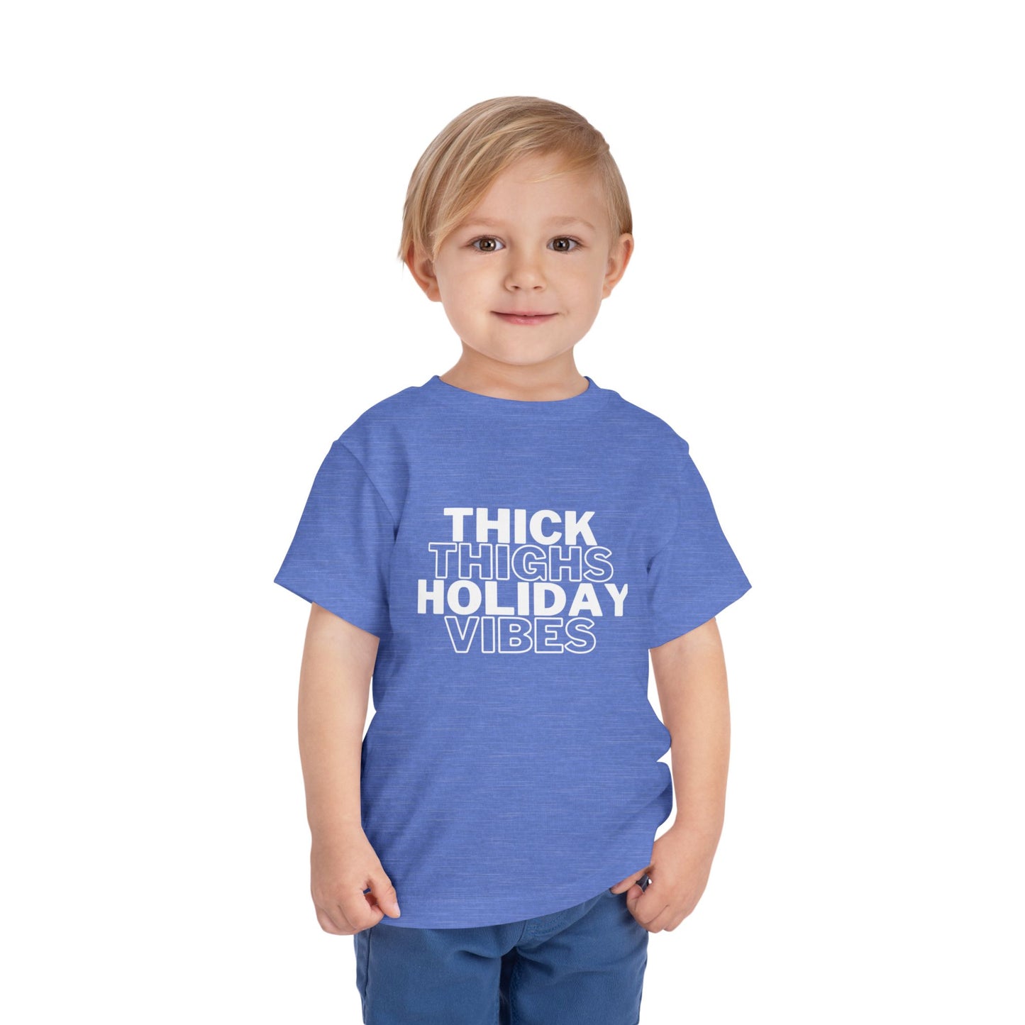 Thick Thighs Holiday Vibes Toddler Christmas Shirt | Funny Toddler Tee | Kids Christmas Outfit | Holiday Baby Shirt | Cute Christmas Toddler Tee