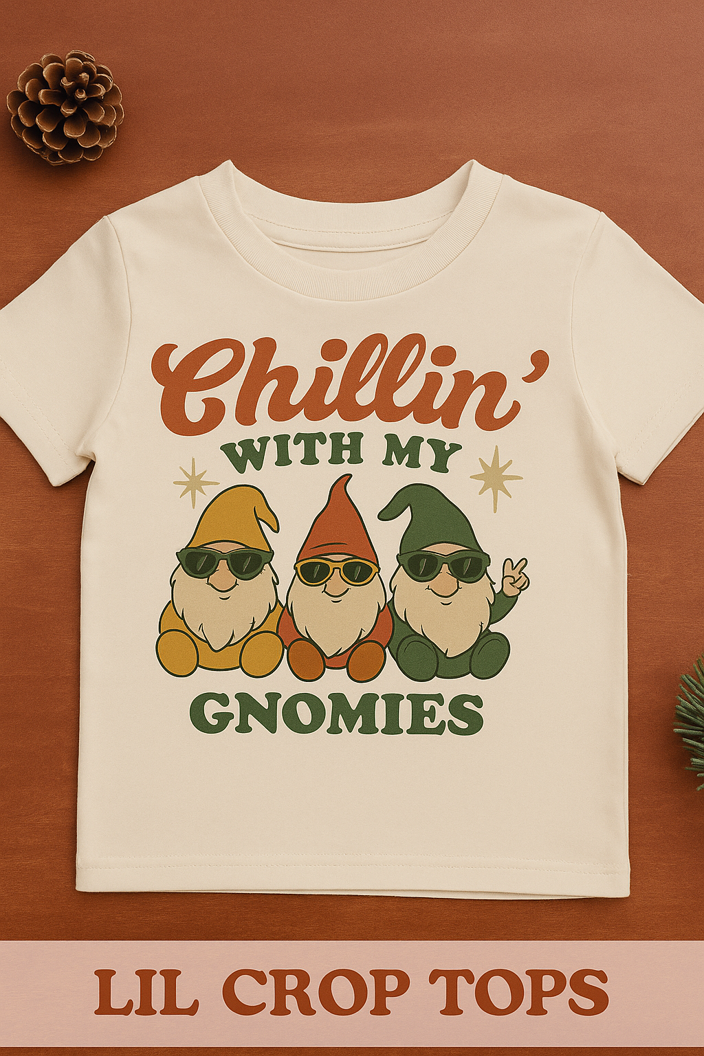 Chillin’ with My Gnomies Toddler Tee – Retro Christmas Gnome Shirt, Holiday Kids Graphic Tee, Funny Christmas Shirt for Toddlers, Bella Canvas Ivory