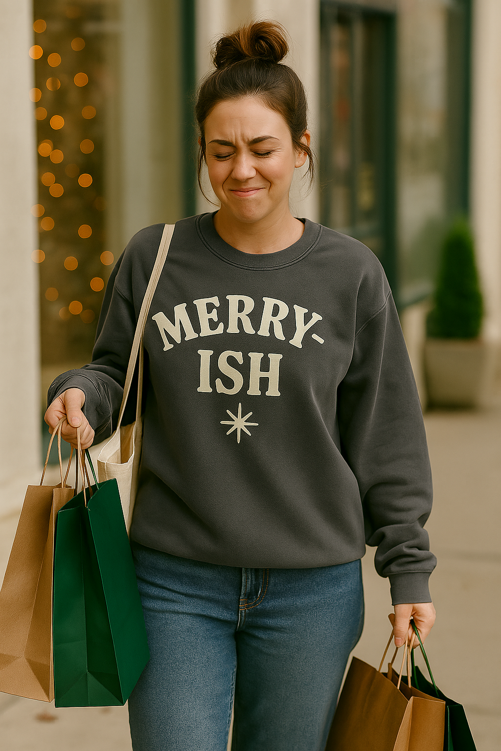 Merry-ish Sweatshirt | Comfort Colors Pepper Crewneck | Funny Christmas Sweater | Holiday Mom Life Sweatshirt | Cozy Boutique Graphic Pullover | Lil Crop Tops