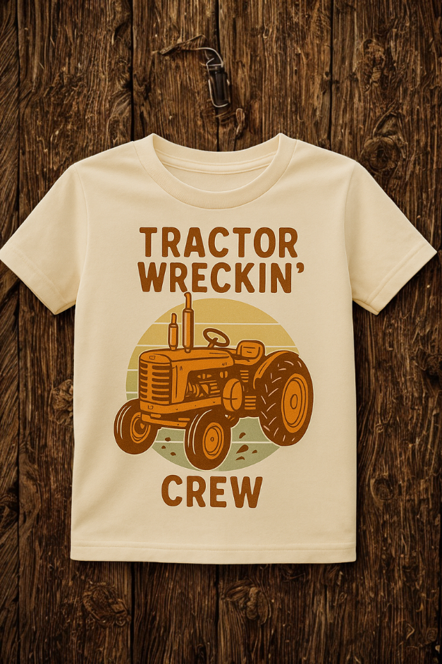 Tractor Wreckin’ Crew Toddler T-Shirt | Farm Kid Shirt | Country Boy Tee | Tractor Lover Gift | Retro Farm Toddler Tee | Lil’ Crop Tops