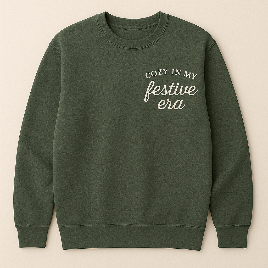 Cozy in My Festive Era Sweatshirt | Holiday Crewneck | Christmas Aesthetic Pullover | Cozy Farmhouse Christmas Sweater | Neutral Holiday Gift for Her