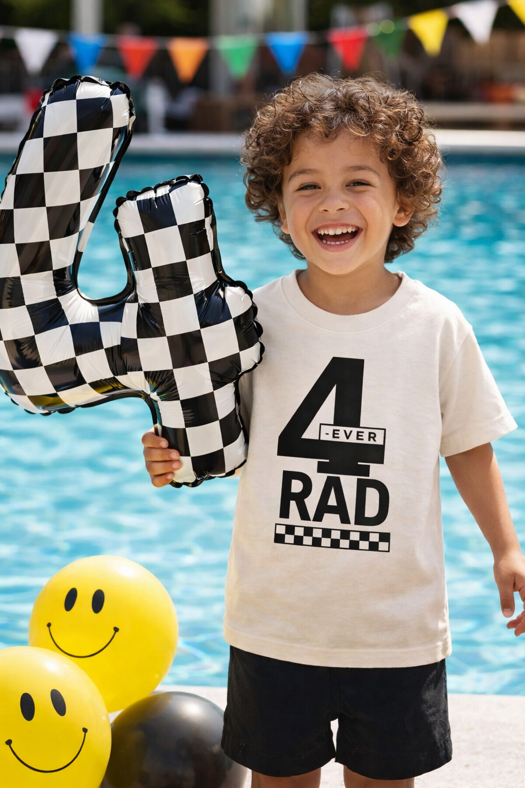 4 Ever Rad Toddler Tee — "4 Ever Rad" Black Graphic Kids Shirt