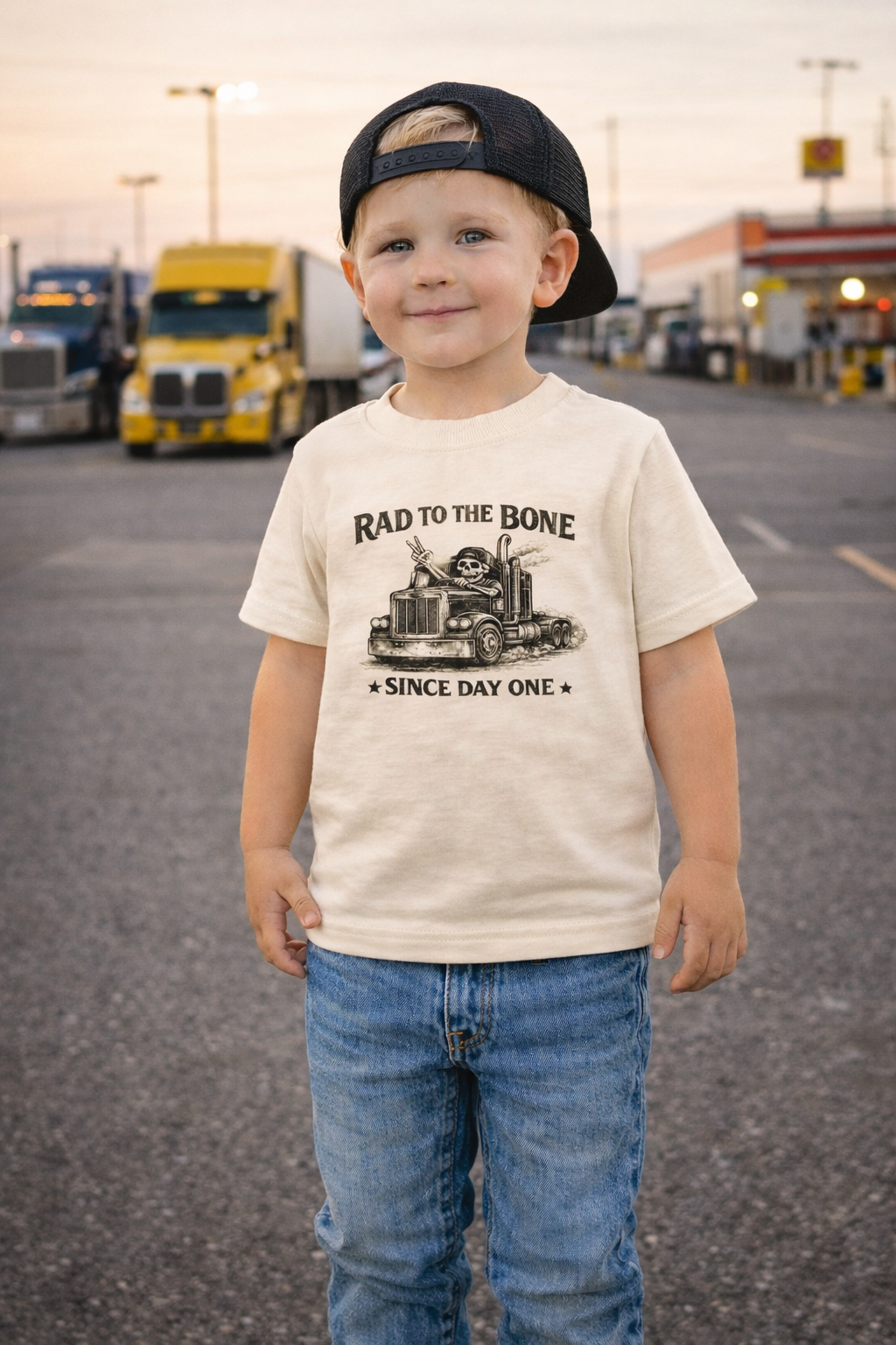 Rad to the Bone Toddler Shirt, Vintage Truck Kids Tee, Peterbilt Style Shirt, Country Boy Toddler Shirt, Little Trucker Gift