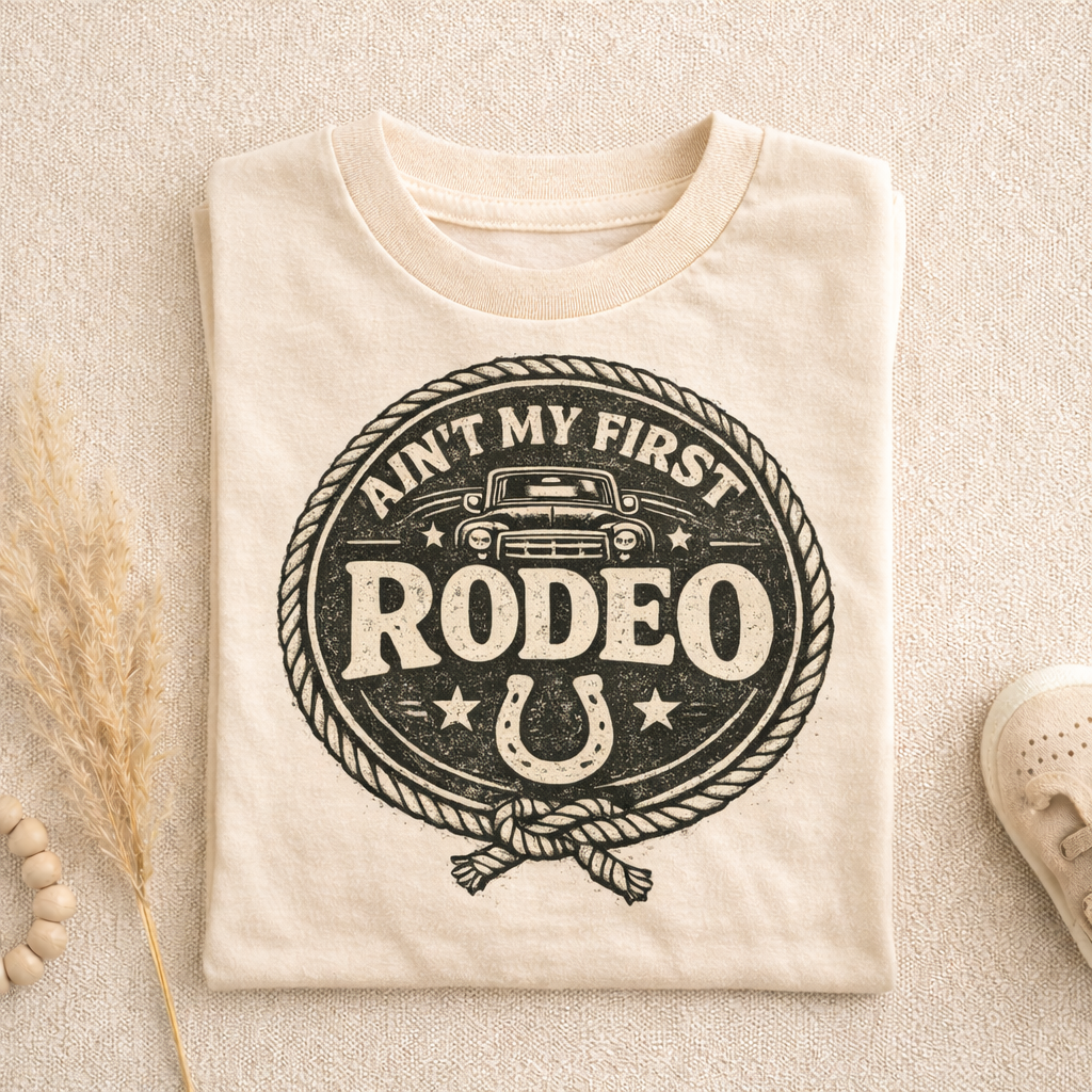 Ain’t My First Rodeo Toddler Shirt | Western Baby Tee | Cowboy Graphic Shirt | Country Kid Outfit | Bella Canvas Natural Tee | Rodeo Birthday Gift