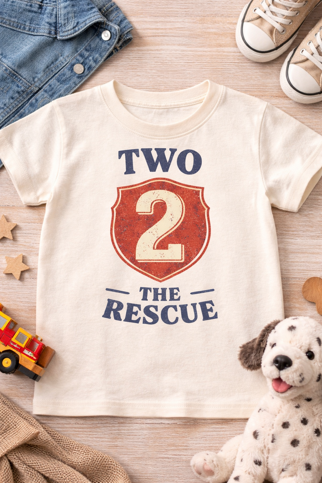 Two The Rescue Birthday Shirt, 2nd Birthday Boy Shirt, Two Year Old Birthday Outfit, Vintage Firefighter Theme, Second Birthday Tee, Baby Toddler Youth