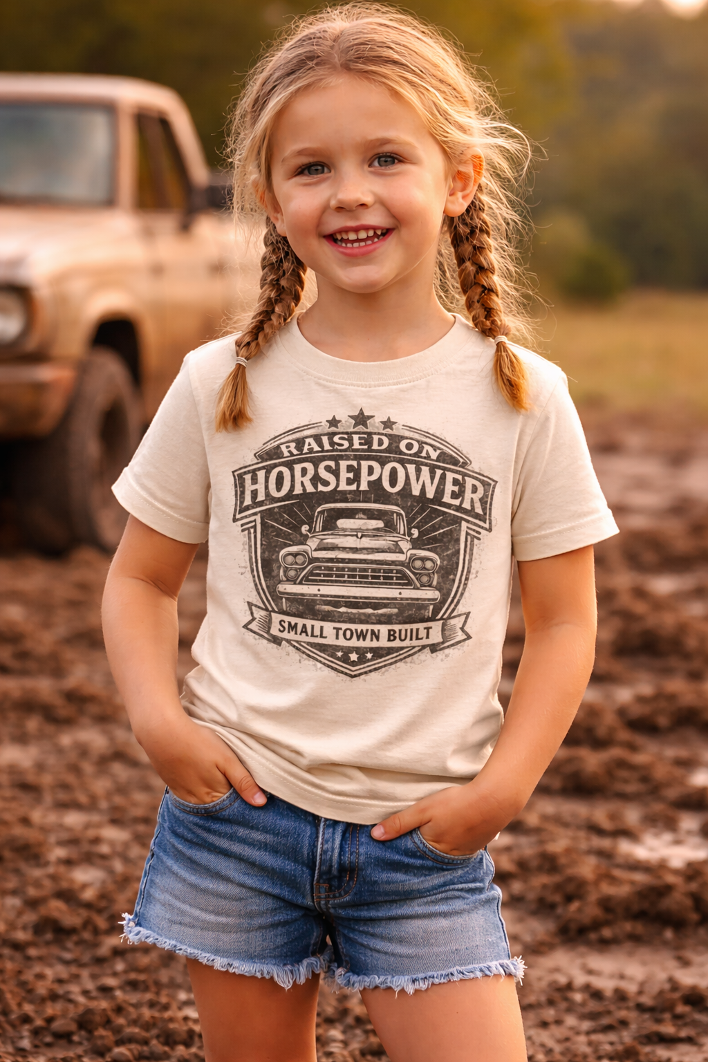 Raised On Horsepower Shirt β Small Town Built Kids Truck Tee β Farm Girl Shirt β Country Toddler & Youth Graphic Tee