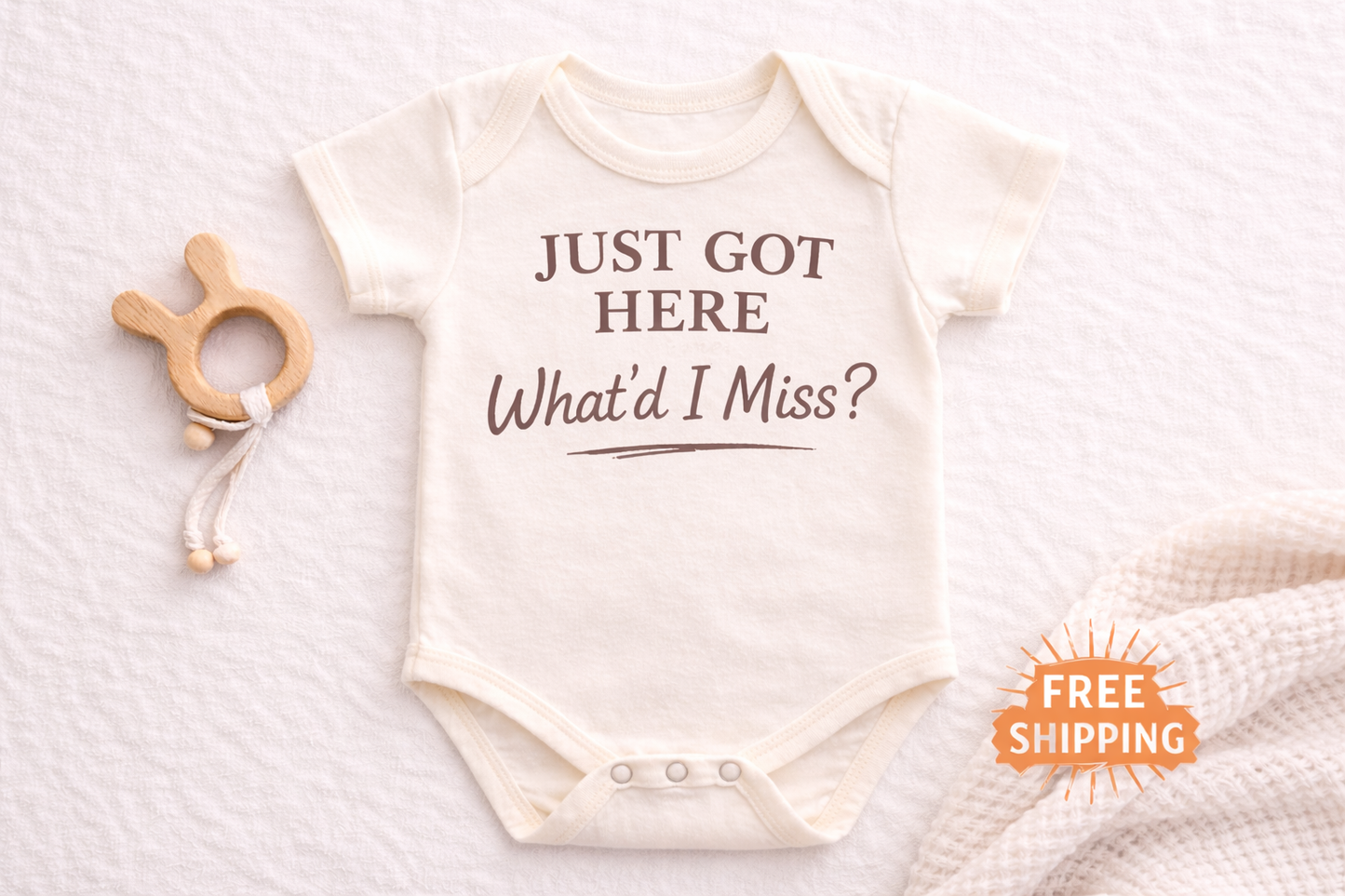 Just Got Here What’d I Miss Baby Onesie | Newborn Announcement Outfit | Neutral Hospital Going Home Outfit | Funny New Baby Bodysuit | Baby Shower Gift
