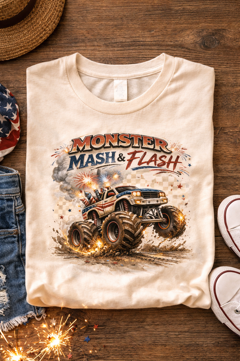 Monster Mash & Flash Monster Truck Shirt, Toddler Truck Shirt, Boys Monster Truck Tee, Kids Truck Shirt, Patriotic Truck Shirt, Monster Truck Kids Tee