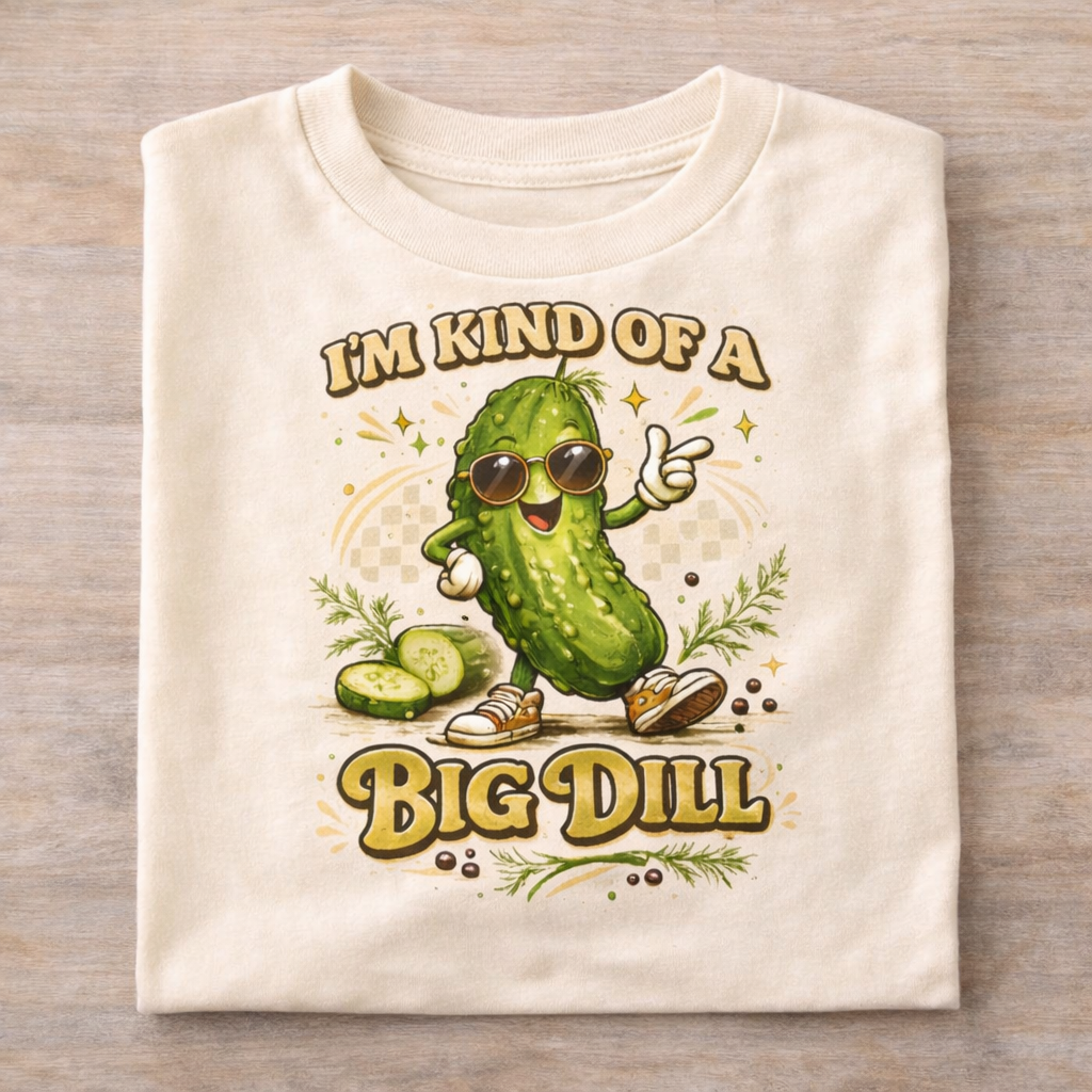 I'm Kind of a Big Dill Toddler Shirt, Funny Pickle Kids Tee, Cute Food Pun Shirt for Kids, Silly Toddler Graphic Tee, Funny Kids Pun Shirt
