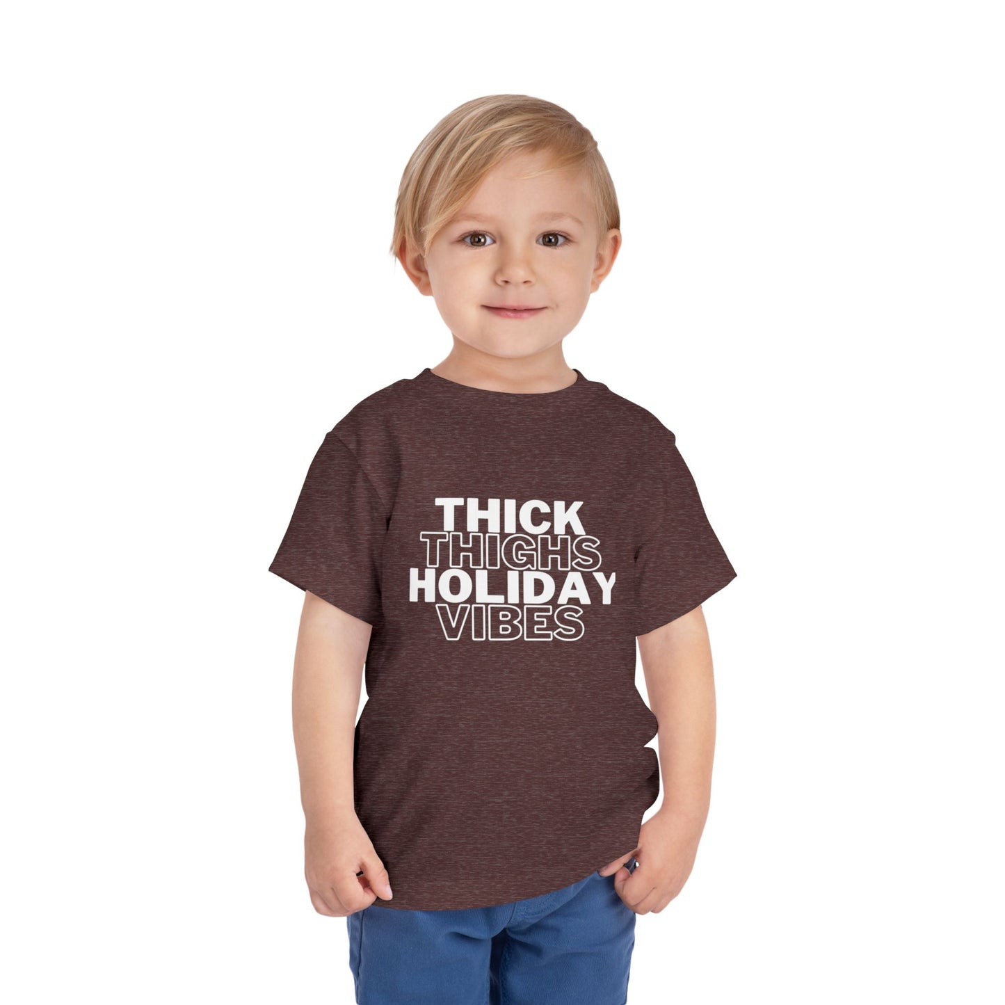 Thick Thighs Holiday Vibes Toddler Christmas Shirt | Funny Toddler Tee | Kids Christmas Outfit | Holiday Baby Shirt | Cute Christmas Toddler Tee