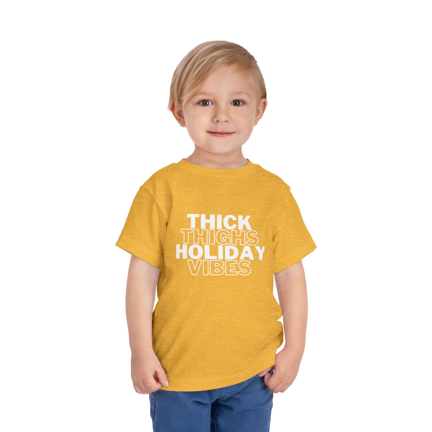 Thick Thighs Holiday Vibes Toddler Christmas Shirt | Funny Toddler Tee | Kids Christmas Outfit | Holiday Baby Shirt | Cute Christmas Toddler Tee