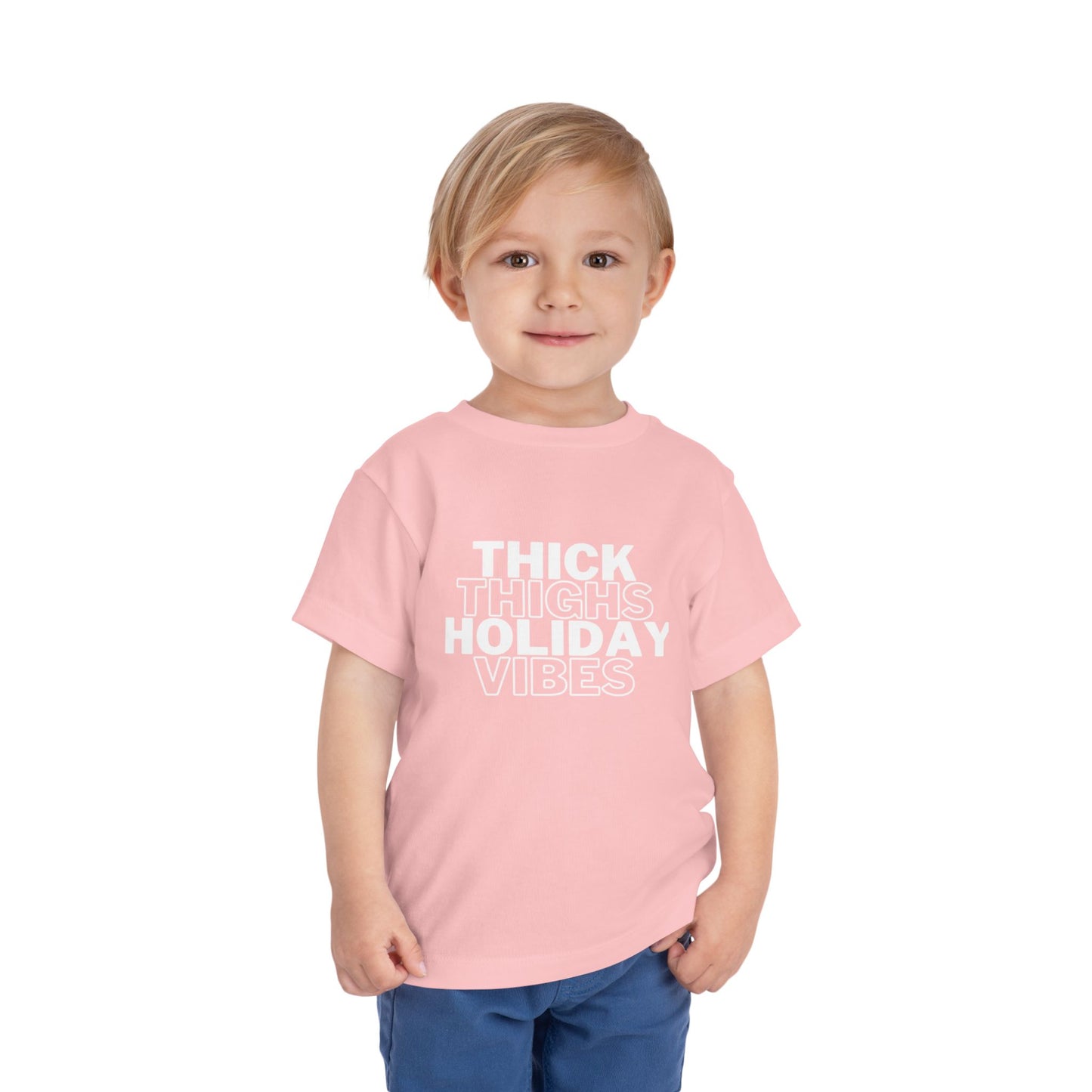 Thick Thighs Holiday Vibes Toddler Christmas Shirt | Funny Toddler Tee | Kids Christmas Outfit | Holiday Baby Shirt | Cute Christmas Toddler Tee