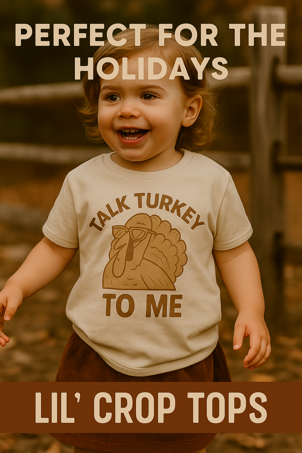Talk Turkey To Me Toddler Tee – Funny Thanksgiving Shirt for Kids | Fall Turkey Shirt | Lil’ Crop Tops Bella Canvas Ivory Holiday Tee