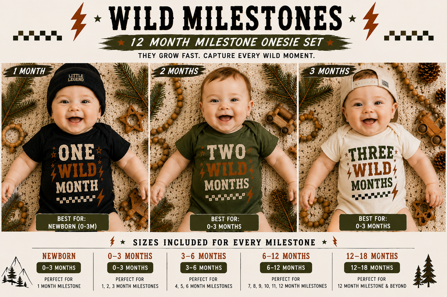 Wild Milestone Onesie Collection