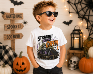 Skeleton Halloween Shirt for Kids, Funny Coffin Halloween Tee, Toddler Skeleton Shirt, Baby Halloween Bodysuit, Spooky Kids Shirt
