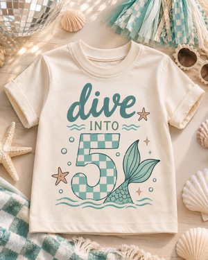 5th Birthday Mermaid Shirt, Mermaid Birthday Shirt for Girls, Five Year Old Birthday Tee, Girls 5th Birthday Outfit, Mermaid Party Shirt