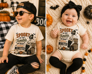 Little Monster Halloween Shirt, Spooky By Day Shirt, Toddler Skeleton Shirt, Baby Halloween Outfit, Vintage Halloween Shirt, Kids Spooky Tee