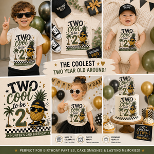 2nd Birthday Shirt, Two Cool Birthday Shirt, Personalized 2nd Birthday Outfit, Toddler Birthday Tee, Pineapple Birthday Shirt