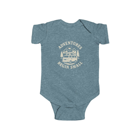 Infant Bodysuit - "Adventures Begin Small" Vintage Camper Baby Onesie