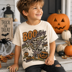 Kids Halloween Shirt, Boo Story Skeleton Tee, Toddler Halloween Shirt, Baby Halloween Bodysuit, Ghost Pumpkin Shirt, Retro Spooky Tee