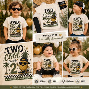 2nd Birthday Shirt, Two Cool Birthday Shirt, Personalized 2nd Birthday Outfit, Toddler Birthday Tee, Pineapple Birthday Shirt
