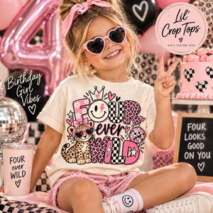4th Birthday Girl Shirt, Four Ever Wild Birthday Shirt, Turning Four Shirt, 4 Year Old Girl Birthday Outfit, Leopard Birthday Tee