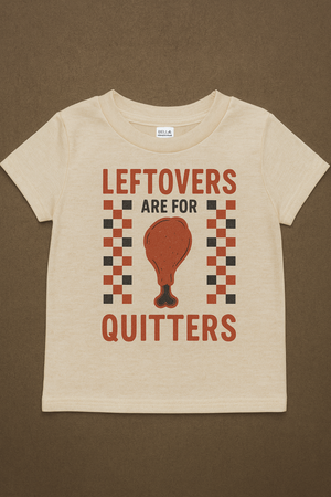 Leftovers Are For Quitters Toddler Shirt • Funny Thanksgiving Kids Tee • Retro Checkered Turkey Leg Shirt • Bella Canvas Ivory Toddler T-Shirt • Holiday Outfit