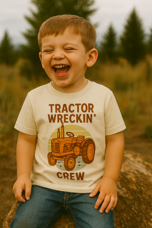 Tractor Wreckin’ Crew Toddler T-Shirt | Farm Kid Shirt | Country Boy Tee | Tractor Lover Gift | Retro Farm Toddler Tee | Lil’ Crop Tops