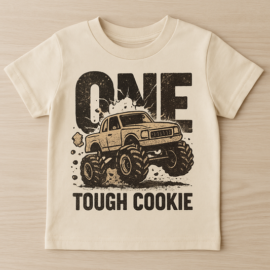 ONE Tough Cookie Birthday Shirt • Monster Truck First Birthday Shirt • Smash Cake Outfit • Boys 1st Birthday Tee • ONE Shirt • Truck Party Shirt