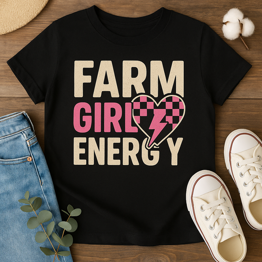 Youth Tee — "Farm Girl Energy" Graphic Shirt for Kids