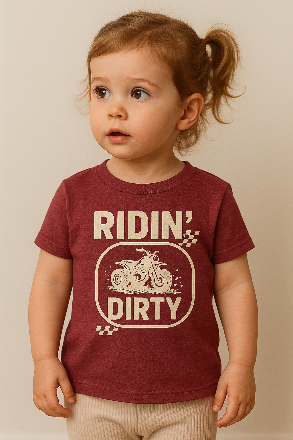 Toddler Tee — "Ridin' Dirty" Motorcycle Graphic Kids Shirt