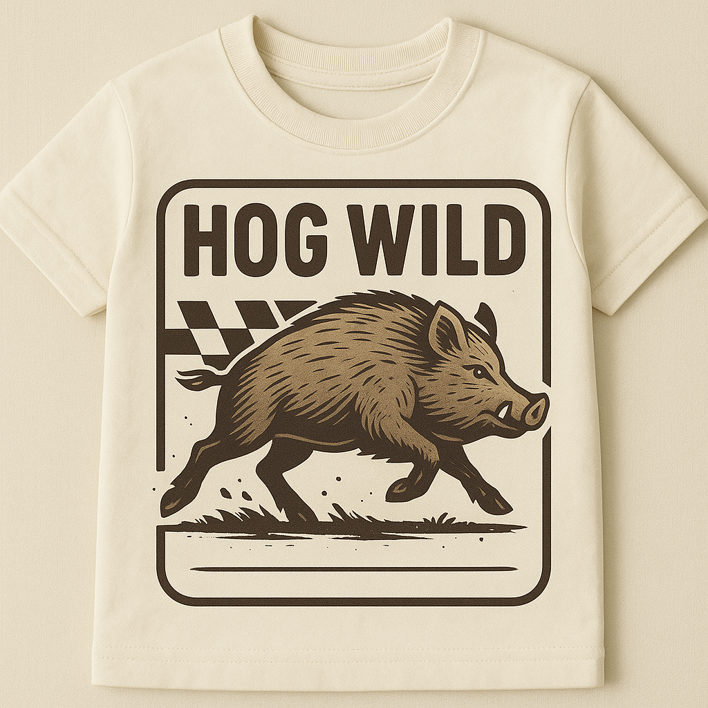 Hog Wild Boar Graphic Kids Shirt - 3 Month - Youth XL