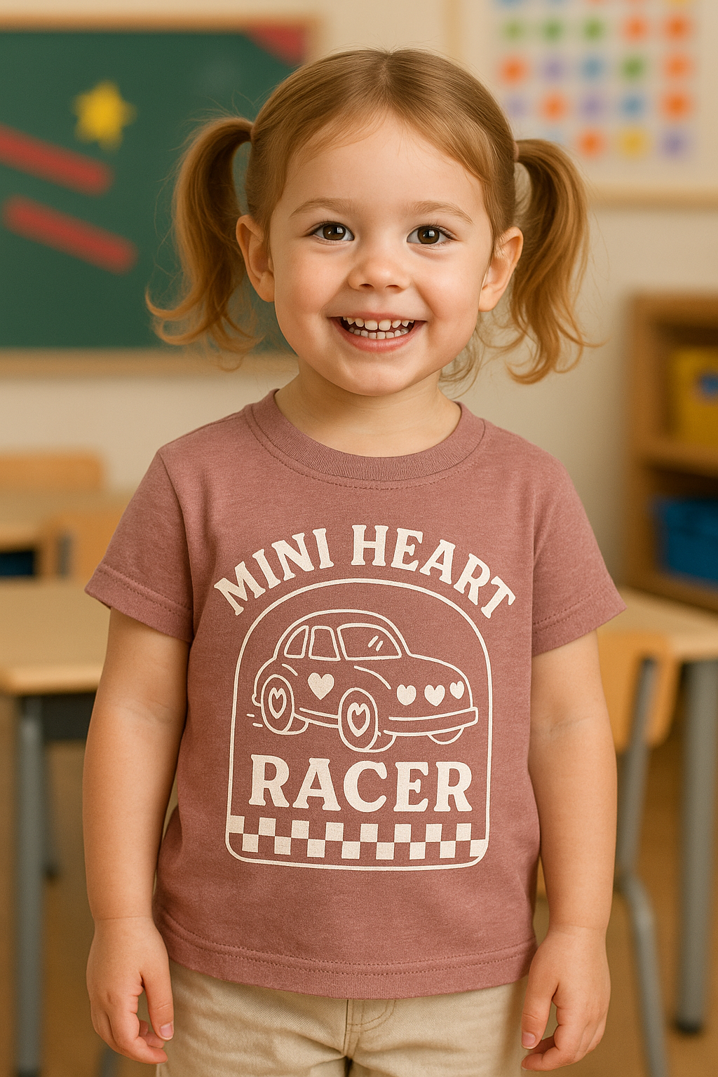 Mini Heart Racer Car Graphic Kids Shirt - 3 Month to Youth XL