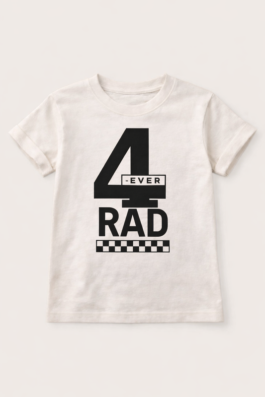 4 Ever Rad Toddler Tee — "4 Ever Rad" Black Graphic Kids Shirt