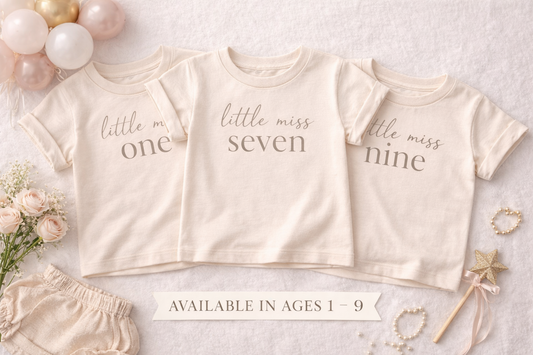 Toddler Tee — "little miss three" Birthday Shirt for Girls