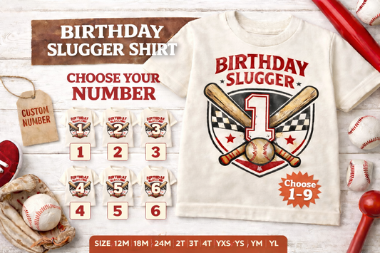 Toddler Tee — "Birthday Slugger " Baseball Graphic