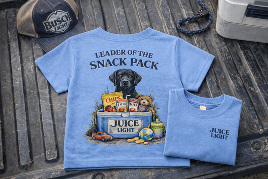 Leader of the Snack Pack Shirt, Juice Light Toddler Tee, Funny Hunting Dog Kids Shirt, Busch Light Parody Shirt, Country Boy Toddler