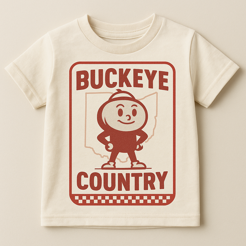 Buckeye Country Kids T-Shirt | Ohio Football Shirt for Baby, Toddler & Youth | Game Day Tee | Sizes 3–6M to Youth XL