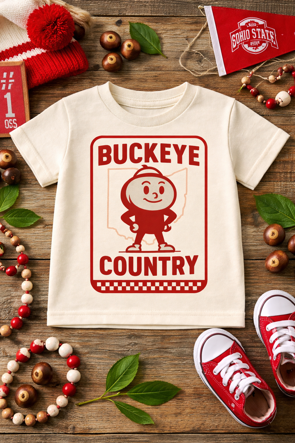 Buckeye Country Kids T-Shirt | Ohio Football Shirt for Baby, Toddler & Youth | Game Day Tee | Sizes 3–6M to Youth XL