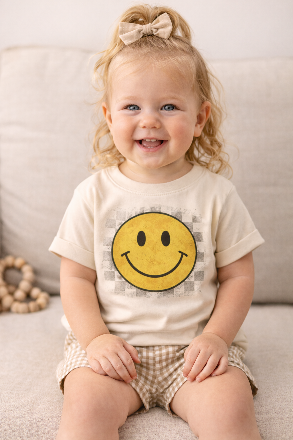 Vintage Smiley Face Kids T-Shirt | Retro Smiley Toddler Tee | Neutral Baby & Toddler Shirt | Unisex Kids Graphic Tee