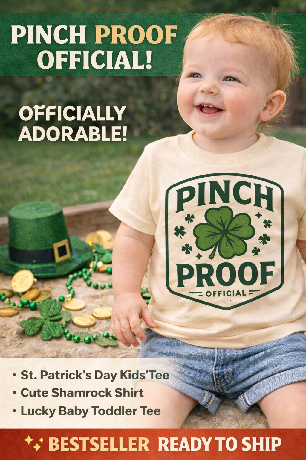 Pinch Proof Kids Shirt | St Patricks Day Toddler Shirt | Lucky Shamrock Baby Tee | Funny St Paddy’s Day Kids T-Shirt