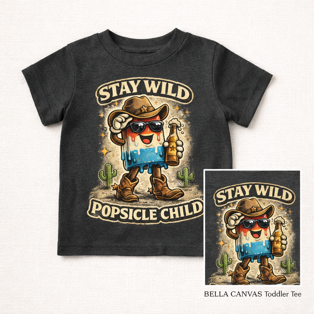 Stay Wild Popsicle Child Shirt, Funny Toddler Summer Tee, Country Western Kids Shirt, Cowboy Popsicle Tee, Vintage Graphic Toddler Shirt, Cute Kids Tee