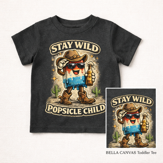 Stay Wild Popsicle Child Shirt, Funny Toddler Summer Tee, Country Western Kids Shirt, Cowboy Popsicle Tee, Vintage Graphic Toddler Shirt, Cute Kids Tee