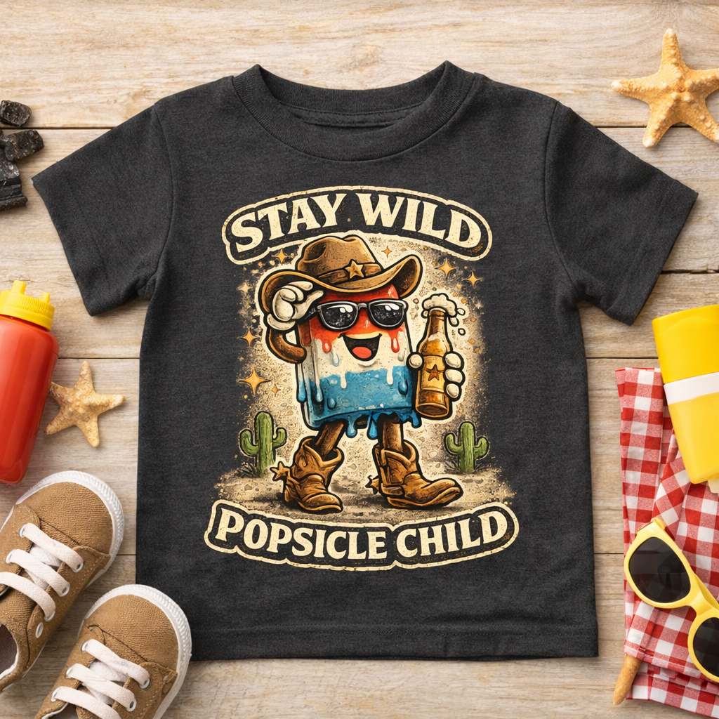 Stay Wild Popsicle Child Shirt, Funny Toddler Summer Tee, Country Western Kids Shirt, Cowboy Popsicle Tee, Vintage Graphic Toddler Shirt, Cute Kids Tee