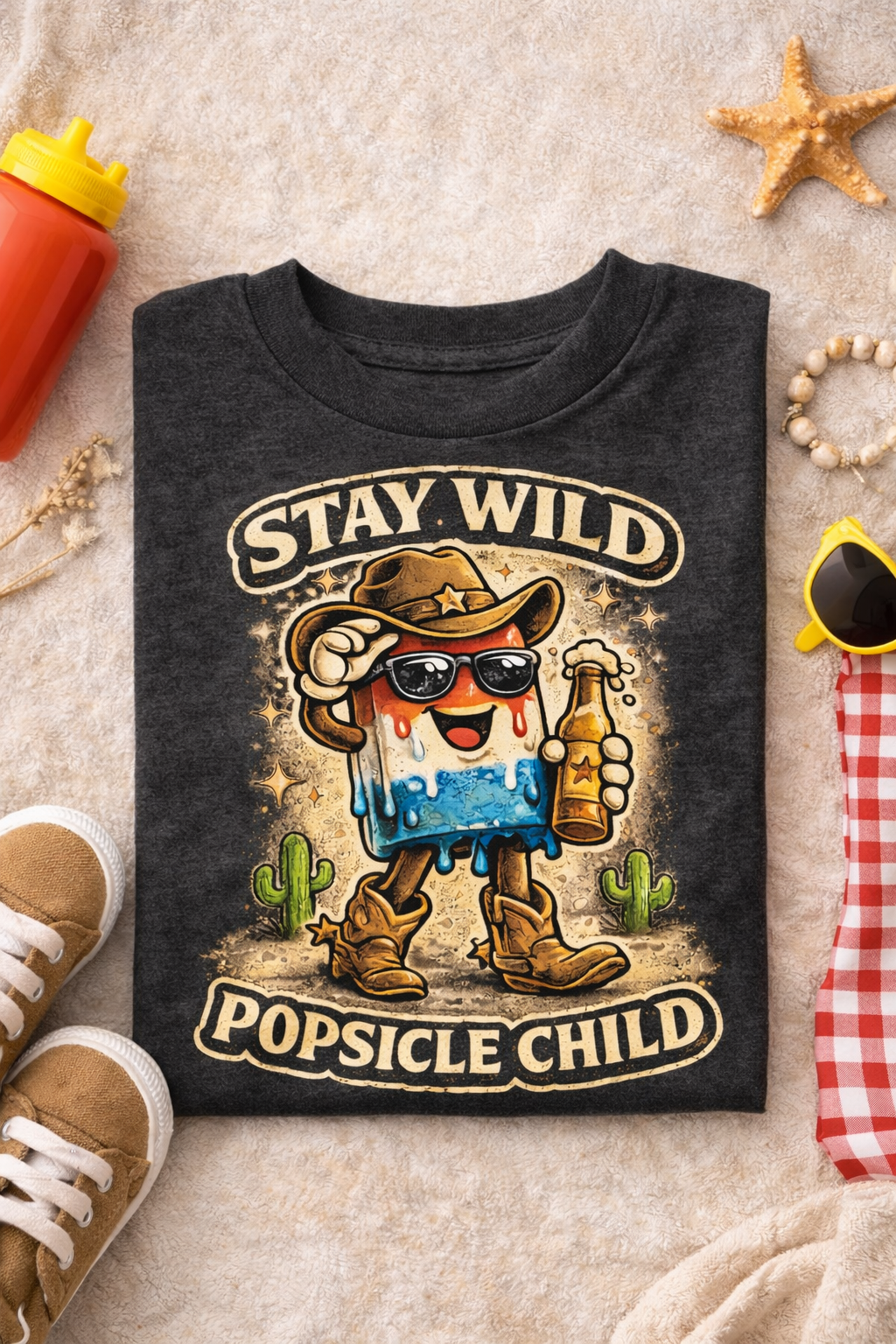 Stay Wild Popsicle Child Shirt, Funny Toddler Summer Tee, Country Western Kids Shirt, Cowboy Popsicle Tee, Vintage Graphic Toddler Shirt, Cute Kids Tee