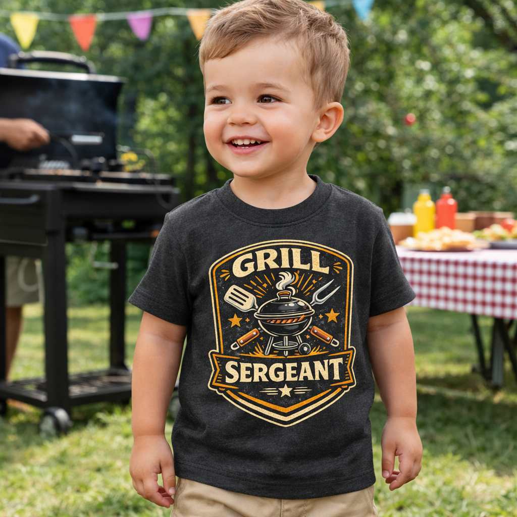 Grill Sergeant Toddler Shirt, Funny BBQ Kids Shirt, Father’s Day Toddler Tee, Little Grill Master Shirt, Summer Kids Graphic Tee, Backyard BBQ Shirt