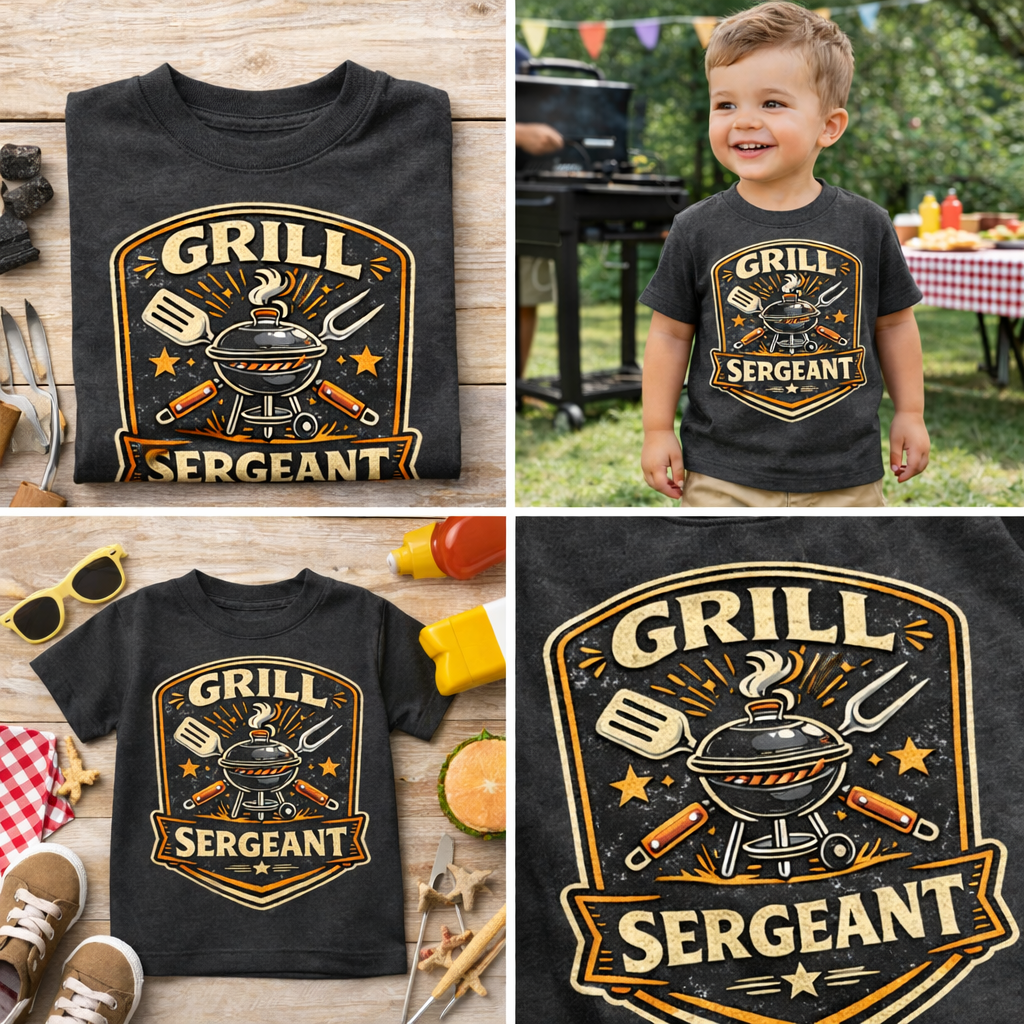 Grill Sergeant Toddler Shirt, Funny BBQ Kids Shirt, Father’s Day Toddler Tee, Little Grill Master Shirt, Summer Kids Graphic Tee, Backyard BBQ Shirt