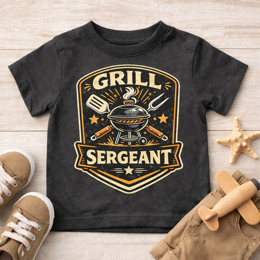 Grill Sergeant Toddler Shirt, Funny BBQ Kids Shirt, Father’s Day Toddler Tee, Little Grill Master Shirt, Summer Kids Graphic Tee, Backyard BBQ Shirt